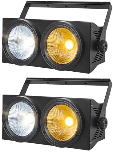 Proiettore LED 200W 2 occhi bianco freddo e caldo controllo DMX strobo COB con attivazione sonora per teatro, chiesa, DJ, confezione da 2