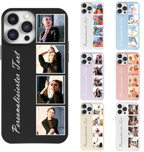 DCPPCY Personalisierte Handyhülle mit Foto Text für iPhone 15, Handyhülle Selbst Gestalten mit Mehreren Bild Text, TPU Stoßfest Hülle Personalisierte Foto Hüll für Familie (Mehrfarbig)