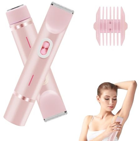 Horuili® Recargable Recortador de Bikini de Doble Cabezal para Mujeres y Hombres - Afeitadora Íntima para Piel Suave - Depiladora Eléctrica de la Línea del Bikini para Zonas Sensibleseil (Rosa)