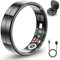 2025 Neuer ultradünner Smart-Ring, überwacht 24/7 Herzfrequenz, SpO2, Schlaf, Körpertemperatur usw. Ringe für Männer und Frauen, Keine Abonnementkosten, Android iOS (Schwarz Größe 12)