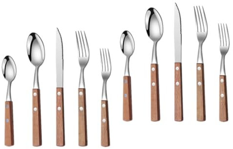 Cabilock 2 Juegos Cubiertos Inoxidable Set de Utensilios de Servicio Comida Cuchillo y Uso Diario