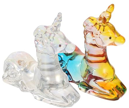 UKCOCO 2piezas Adorno De Unicornio De Cristal Estatua De Unicornio Figura De Cristal para Escritorio Decoración De Hogar Escultura Animal De De Adorno De para Habitación De