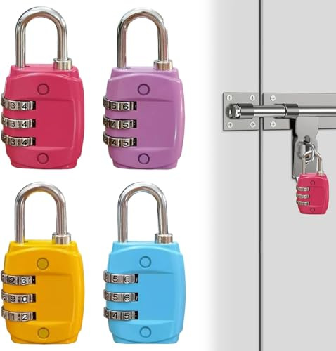 4-Piece Travel Luggage Locks Set, Compact & Durable Padlocks for Suitcases, Backpacks, Lockers & More