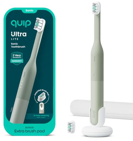 Quip Ultra Lite Sonic Electric Toothbrush, 3 Modes, Mirror Mount, Meadow