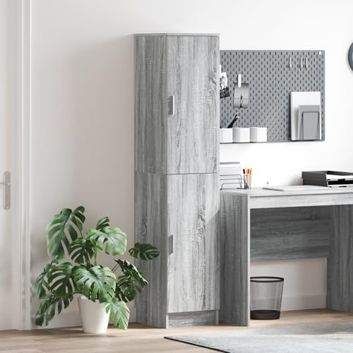 WRJENFSC Moderner Grauer Buffet Schrank aus MDF Sonoma Sideboard mit 2 Türen und viel Stauraum für Esszimmer Wohnzimmer Büro Flur
