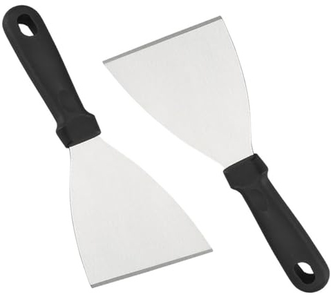 2Pcs Grill Scraper, Griddle Scrape, Stainless Steel Triangular Spatula. Perfect for Cleaning Grills, Flat Tops, Griddles, and Oven Surfaces,Ideal for BBQ Enthusiasts, Professional Chefs, Home Cooks
