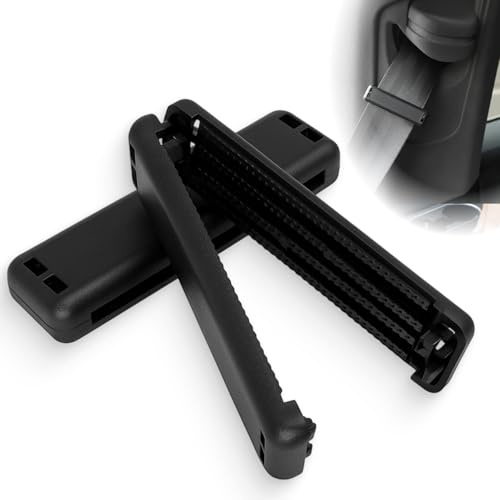 2 reguladores universales de cinturón de seguridad para coche – Clips ajustables para reducir presión en hombros y cuello – Accesorio de confort en ABS duradero – Instalación rápida – Negro