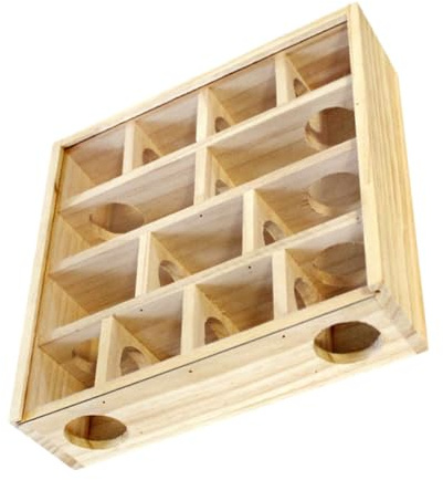 Hemobllo Wooden Multi-grid Hamster Maze 25x25x7cm with Teeter-totter for Small Pets, Chewable Pet Accessory Suitable for Hamsters, Mice and Chinchillas