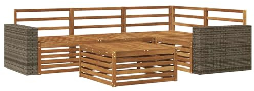 vidaXL Outdoor-Sofagarnitur 5 pcs Natur 79 x 79 x 37 cm, Patio Loungeset, modernes Sofa für draußen, wetterbeständiger Gartenspaß, Bequeme Terrassenmöbel
