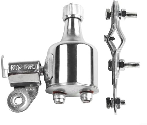 Axorafow Attrito staccabile per generatore di luce bici per fari 12v 6w 2.5v 0.5w luci posteriori - Dinamo montata su mozzo in acciaio con finitura argento 10,5 x 5 cm