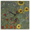 ARTLAND Wanddeko Wanduhr ohne Tickgeräusche Leinwand Quarzuhr 30x30 cm Quadratisch Lautlos Gustav Klimt Garten mit Sonnenblumen Originell T9LK