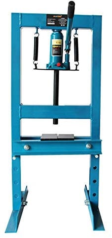 Hydraulic Press, KATSU 6 Ton Heavy Duty Hydraulic Workshop Press Bottle Jack Shop Press Adjustable Height Floor Standing Type for Workshop Garage 161307