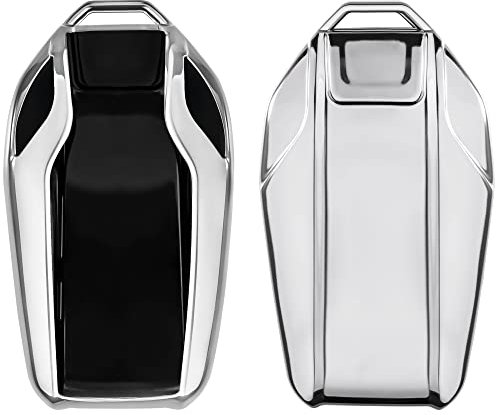 kwmobile Funda Compatible con BMW Llave de Coche con Pantalla - Carcasa Suave de TPU - Cover de Mando y Control de Auto en Plateado Brillante