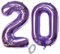 Luftballons Zahl 20, Zahl ballon 20 lila Luftballons 20. Geburtstag deko frau Folienballon 20 Zahlballons 20 lila XXXL 40 Riese Aufblasbar Helium Ballon 20 jahre Geburtstag Deko frauen lila(20)