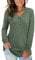 AUSELILY Women's Long Sleeve Tops V-Neck Jumpers Causal Button Down Sweatshirts Loose Henley T Shirt Blouse(Army Green,S)