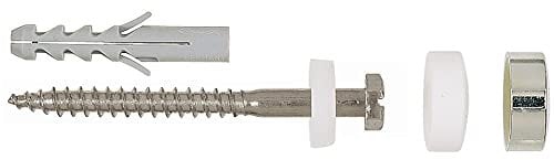 fischer - Kit di fissaggio per WC a pavimento WCN - 2 tasselli S 8, 2 viti per legno in acciaio inox A2 6 x 70 mm, 2 tappi cromati e bianchi