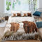 Hochlandkuh Bettbezug 135X200 Braun Longhorn Rinder Bettwäsche Set Für Kinder Jungen Teens Mann Waldtier Bettbezug Rustikaler Landhausstil Bettbezug Mit 1 Kissenbezug