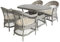 Green Spirit - Garten Sitzgruppe Livorno - Grau, Polyrattan, Polster Beige, für 4 Personen, Wetterfest, Gartenmöbel-Set mit Tisch und 4 Sessel