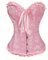 Bslingerie® Womens Brocade Overbust Bustier Corset (3XL, Pink)