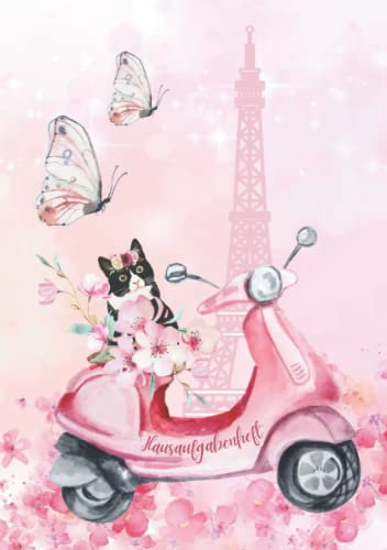 Hausaufgabenheft: Schülerplaner für Mädchen, 1 Jahr, DIN A5, Motiv Paris in rosa und pink