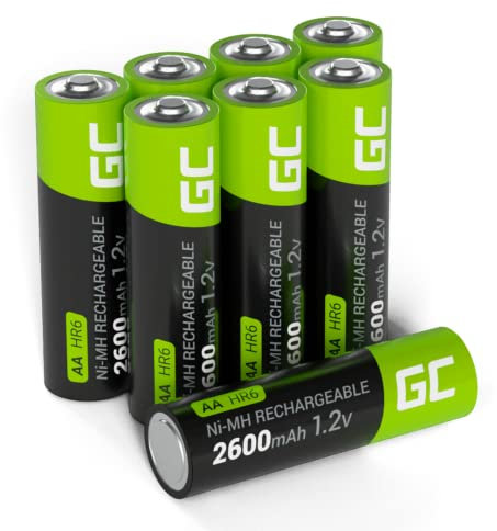 GREEN CELL Akku 2600 mAh 1.2V 8 Stück Batterien AA Mignon, Batterien AA, Typ NI-MH, 1.2v vorgeladen, hohe Kapazität, zuverlässige Akku Batterien AA, langlebige Batterie AA Lösungen