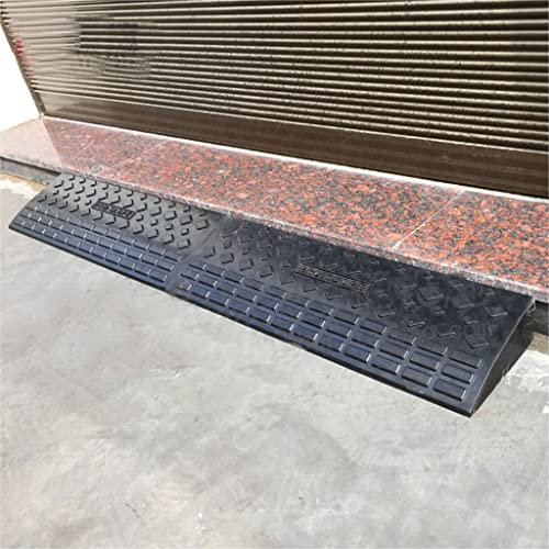 CAZARU Garage Door Threshold Ramp, Non-slip Rubber Curb Ramps for Car/Wheelchair/Bicycle/Skateboard/Motorcycle (Black, 90x25x10cm)
