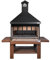 STUFE A PELLET ITALIA - Etna Barbecue a Legna da Esterno in Acciaio Verniciato, Colore Nero Opaco e Interno in Pietra Refrattaria, Design e Qualità Made in Italy, Ripiani porta Oggetti