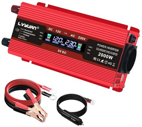 Yinleader Power inverter 12V 220V 850W /2000W convertitore di tensione con display LCD 2USB