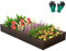GiantexUK Raised Garden Bed, Galvanized Metal Rectangular Planter Box with Open Bottom, Outdoor Elevated Flower Pots Grow Box Container for Vegetables Herbs Plants (240 x 120 x 30cm, Coffee)