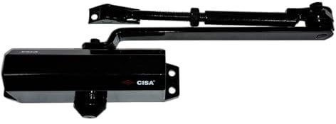 CISA - Chiudiporta CISA a Cremagliera con Arresto 16047103044 Serie 604 - Chiudiporta con Velocità di Chiusura Regolabile - Chiudi Porta per Porte Max 80 kg - Nero