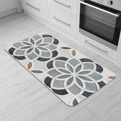Comart - Tappeto Cucina Malaga - Passatoia 100% PVC - Antimacchia - Antiscivolo - Impermeabile - Tappetino Lavabile in Lavatrice - Corsia Moderna per Cucina e Corridoio - Geometrico - 55x100 cm