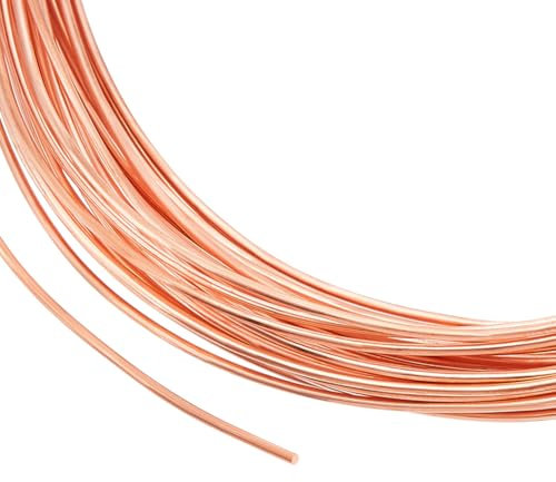 BENECREAT Cable de Cobre Macizo de 10 m, Alambre de Cobre Suave Redondo de 1mm, Alambre de Cobre Puro para Hacer Joyas, Envoltura de Gemas Artesanales
