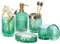 EMPO 6-teiliges Badezimmer-Zubehör-Set aus klarem Glas (Lotion-Seifenspender, Seifenschale, Zahnbürstenhalter, Becher, Wattestäbchen-Glas), Moderne Dekoration, Kristall-Vintage-Geschenk (Jade)