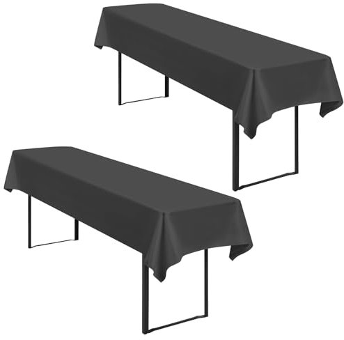 2 Stück Tischdecke Bierzeltgarnitur 100x250cm Biertisch Tischdecke wasserdichte Polyester Tischdecken Dunkelgrau Biertischdecke für 50 und 70cm Biertische, Rechteckige Tischdecken für Hochzeitsfeiern