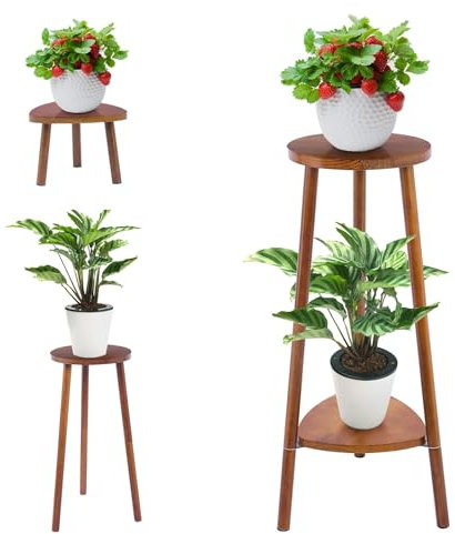 Yedcxup Blumenständer Stabil Blumenständer Holz, 2-stufiger umwandelbarer