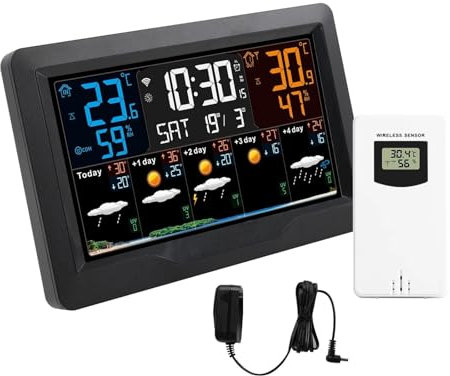 WDWDW Thermohygromètre Tuya WiFi Station météo Intelligente Compteur d'humidité de température intérieure et extérieure Prévisions météo Réveil météo Multifonctionnel