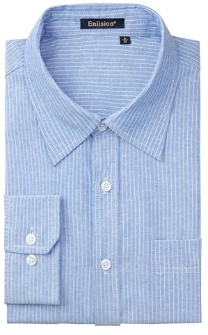 Enlision Hemd Herren Gestreiftes Oxford Hemden für Herren Langarm Casual Freizeithemd Männer Regular Fit mit Doppelt Taschen S-4XL