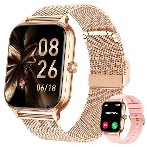 Smart Watch for Women & Men, 2026 New 1.96 Smart Watch Answer/Make Calls, Blood Pressure, Heart Rate, Sp02, Sleep Monitor, 110+ Sport Modes, Voice Assistant Fitness Watch for iOS Android Phone