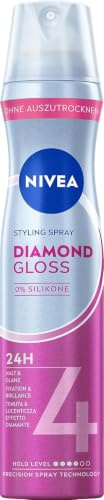 NIVEA Diamond Gloss Styling Spray 250 ml | Starkes Haarspray, 24 Stunden Halt, Diamantgleicher Glanz, Nicht austrocknend und Silikonfrei
