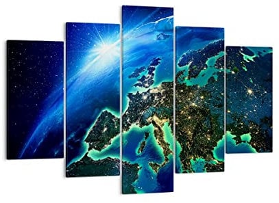 ARTTOR Bilder auf Leinwand 150x100cm Leinwandbild Nacht raum welt ansicht Groß XXL Wanddeko Bild Schlafzimmer Set 5 teilige Wandbilder Dekoration Wohnzimmer Canvas Wand Kunstdruck Art EA150x100-2816