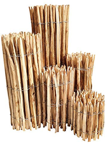 Staketenzaun Haselnuss - 50 x 500 cm (Lattenabstand 7-9 cm) - Roll-Zaun mit gut gespaltenen Staketen - Natur Haselnusszaun als Gartenzaun oder Teichumrandung