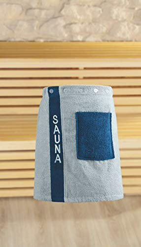 Asciugamano da sauna in 100% cotone per uomini e donne, Blu, Mann