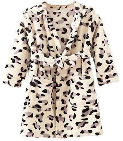 YOLIA Unisex Bambini Abiti Carini con Cappuccio da notte in Pile Morbido Accappatoio Vestaglia Abiti 4 anni