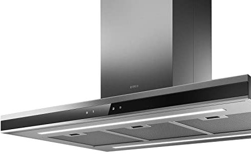 Cappa da cucina cucina da 90 cm ad Isola, Aspirante, Inox + Vetro nero - Elica ADÉLE IS BLIX/A/90 X 60