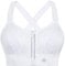 YIANNA Women Sports Bra High Impact for Large Breasts Front Zip Fastening Bras Padded Adjustable Strap Wirefree Gym Yoga Crop Top White, 151 3XL