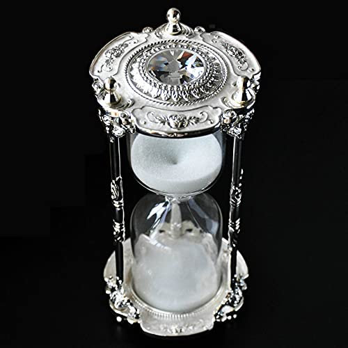 LONG-L 15 Minutes Minuteurs Dragon Statue,Décor Gothique,15 Min Sablier,Sablier en Métal avec Sable Couleur,pour Restaurant Décoration Noël Présent,Horloge,White