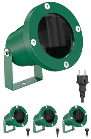 ledscom.de 4 Stück Gartenstrahler DUK für außen, IP65, Stecker, grün, 1x GU10 max. 15W