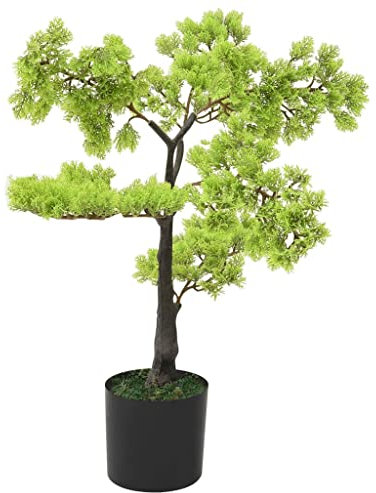 vidaXL Künstlicher Bonsai Zypresse mit Topf Kunstpflanze Kunstbaum Zimmerpflanze Dekopflanze Grünpflanze Künstliche Pflanze Deko 60cm Grün