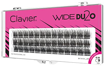 Clavier Künstliche Wimpern in Büscheln WIDE Du2o | Wimpern in einem Büschel | Verschiedene Längen von 8 bis 14 mm | Ultravolumen, für einen perfekten Look (9mm)