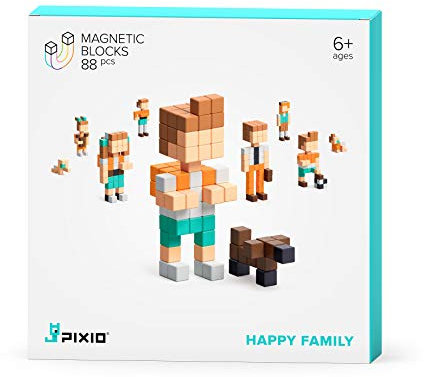 Bizak Pixio Happy Family – mit 88 magnetischen Würfeln, vom kleinsten bis zum Haustier, einfach und schnell, empfohlen für Kinder ab 6 Jahren (64240103)